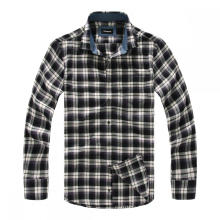 100% cotton black white flannel shirt